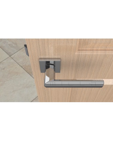 Maniglia per porta cromo lucido FRESIA maniglia design vista dall'alto montata su una porta