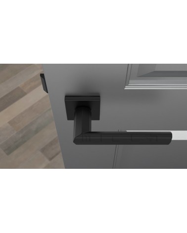 Maniglia per porta moderna FRESIA maniglia design vista dall'alto montata su una porta