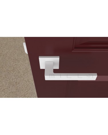 Maniglia per porta bianca SULLA design vista dall'alto montata su una porta