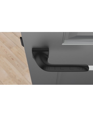 Maniglia porta futuristica GLADIOLA maniglia design vista dall'alto montata su una porta