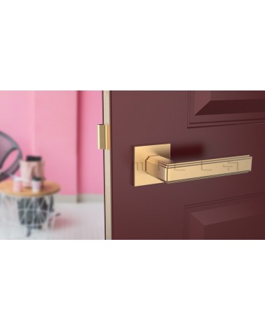Maniglia per porta RAFLESIA maniglia design colore 1 montata su una porta