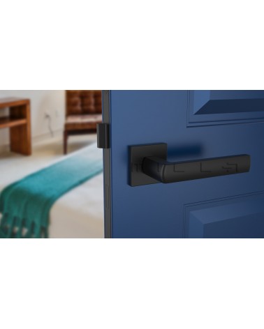Maniglia per porta classica HOSTA maniglia design vista frontale montata su una porta