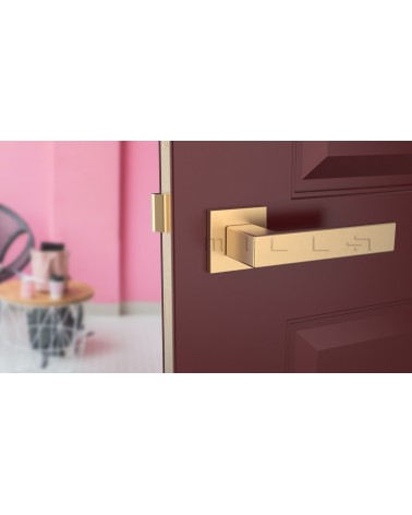 Maniglia per porta classica PINA maniglia design vista frontale montata su una porta