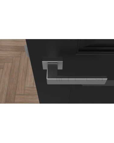Maniglia per porta PINA design colore 1 vista dall'alto montata su una porta