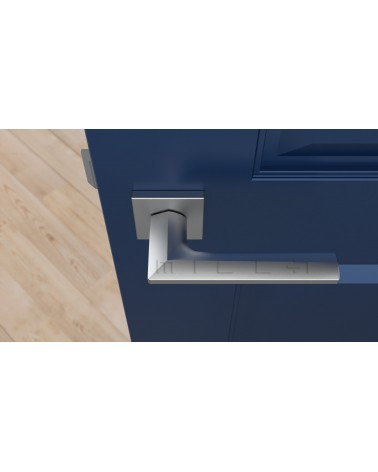 Maniglia per porta cromo satinato JASMINA maniglia design vista dall'alto montata su una porta