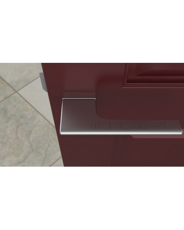 Maniglia per porta cromo satinato LUPINA maniglia design vista dall'alto montata su una porta