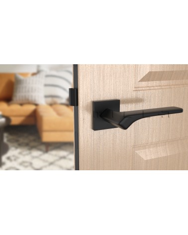Maniglia per porta contemporanea BERGERIA maniglia design vista frontale montata su una porta