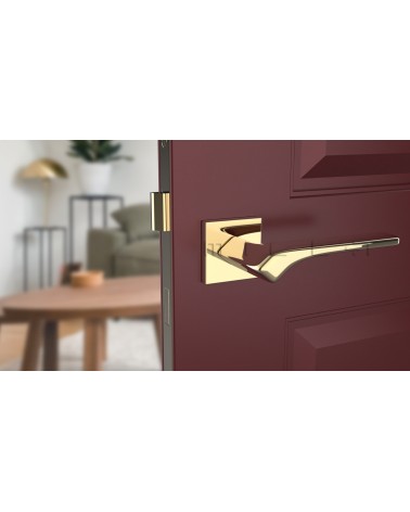 Maniglia per porta BERGERIA ferramenta design colore 1 vista frontale montata su una porta