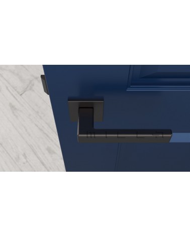 Maniglia per porta perla nera TILLIA porta interna design vista dall'alto montata su una porta