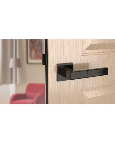 Maniglia per porta TILLIA porta interna design colore 1 vista frontale montata su una porta