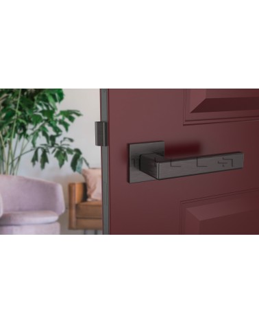 Maniglia per porta TILLIA porta interna design colore 2 vista frontale montata su una porta