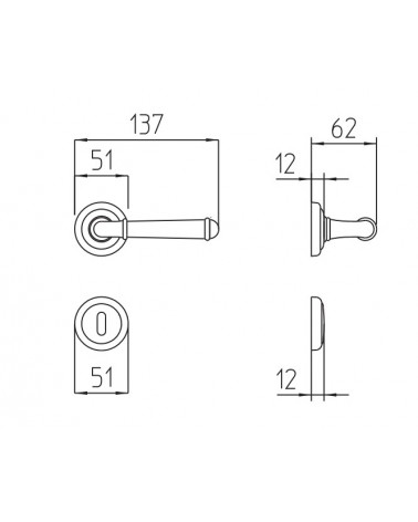 Maniglia per porta Mandelli Hartu con dimensioni