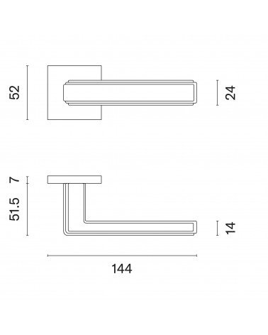 Maniglia per porta su placca quadrata RAFLESIA con dimensioni