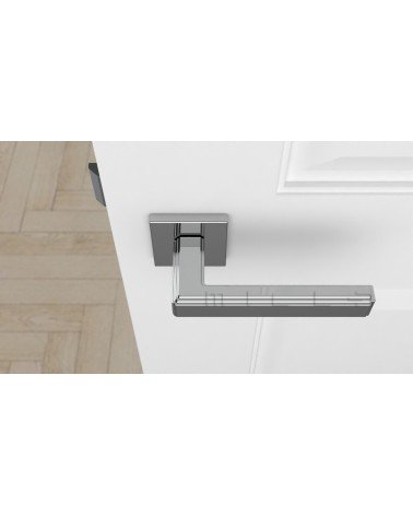 Maniglia per porta in zamak RAFLESIA maniglia design montata su una porta aperta