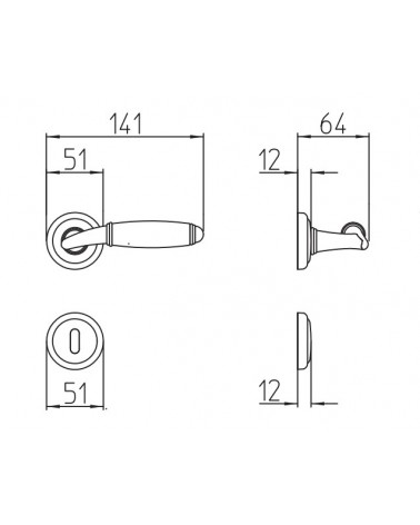 Maniglia per porta Mandelli Melody con dimensioni