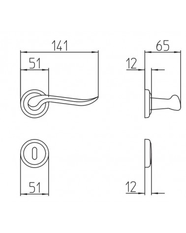 Maniglia porta Mandelli Rondò con dimensioni