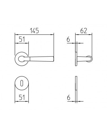 Maniglia per porta Mandelli Start con dimensioni
