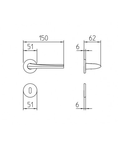 Maniglia per porta Mandelli Filo con dimensioni