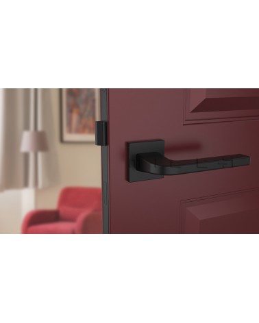 Maniglia porta nera ISMENA maniglia design montata su una porta