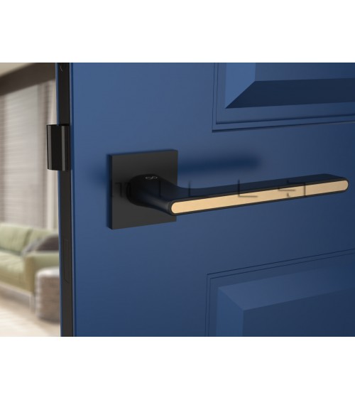 Maniglia per Porta Nera e dorata Ferrara quadra - design maniglia