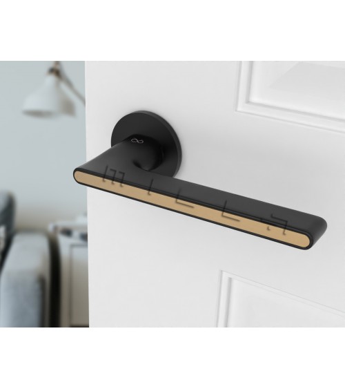 Maniglia per porte bicolore cromo spazzolato nera Ferrara rotonda - maniglia design