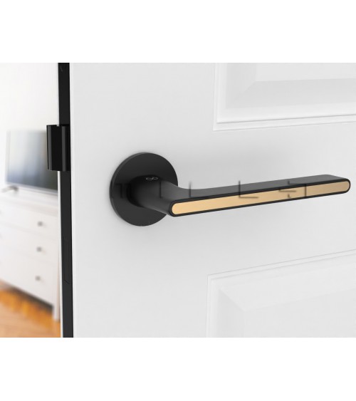Maniglia per porte bicolore cromo spazzolato nera Ferrara rotonda - maniglia design