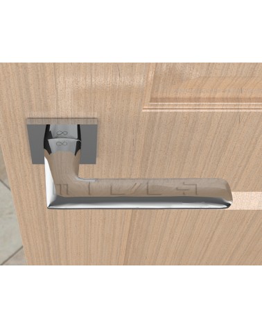 Maniglia per porta line GIULIA design colore 1 vista dall'alto montata su una porta