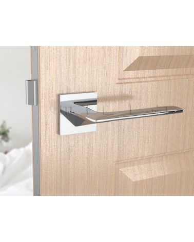 Maniglia per porta line GIULIA design colore 1 vista frontale montata su una porta