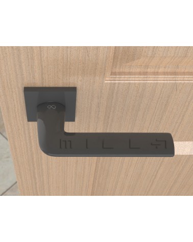 Maniglia per porta titanio STINGER maniglia design vista dall'alto montata su una porta