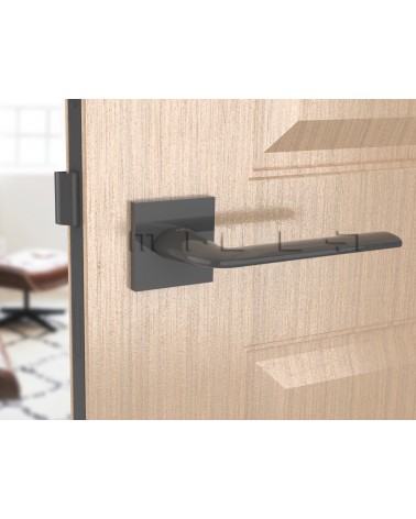 Maniglia per porta titanio STINGER maniglia design vista frontale montata su una porta