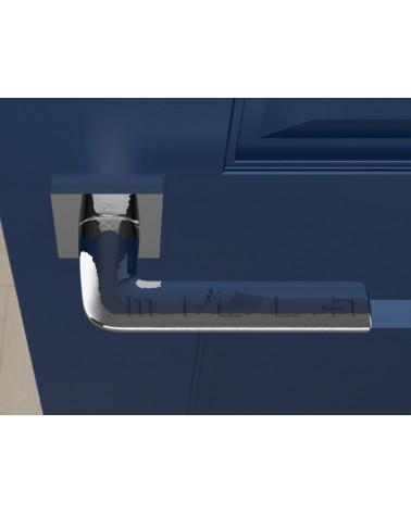 Maniglia per porta cromo lucido STINGER maniglia design vista dall'alto montata su una porta