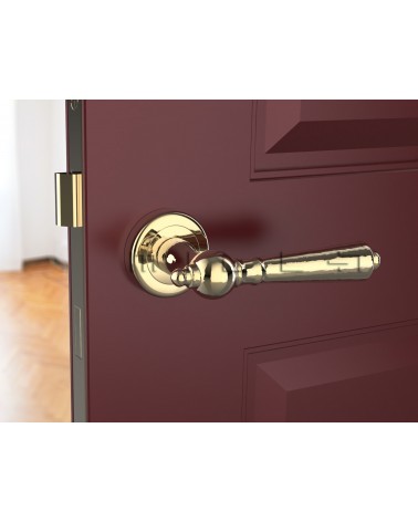 Maniglia per porta in stile retrò MILLENAIRE maniglia design vista frontale montata su una porta