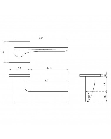 Maniglia per porta moderna IRIS con dimensioni