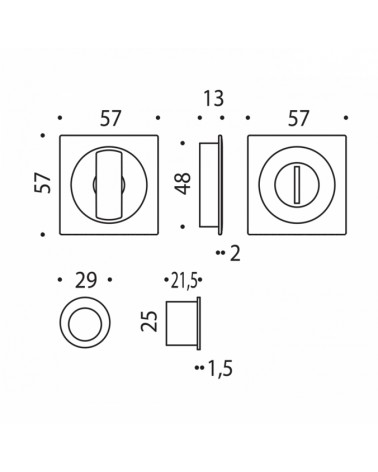 Maniglia per porta scorrevole Moon One con dimensioni