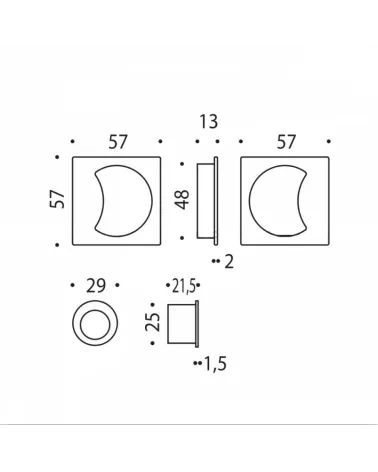Maniglia per porta scorrevole Colombo Design Moon One con dimensioni