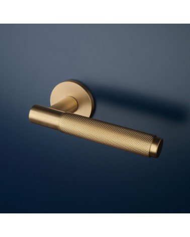 Maniglia per porta oro opaco MOLINIA maniglia design montata su una porta