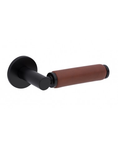 Maniglia per porta nera in pelle scura TUPAI 4200/201 rotonda - maniglia design