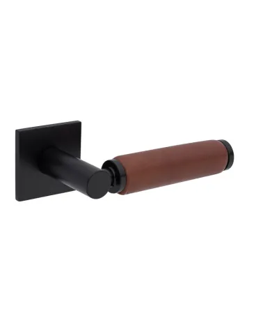 Maniglia per porta in ottone e pelle scura TUPAI 4200/201 quadrata - maniglia design