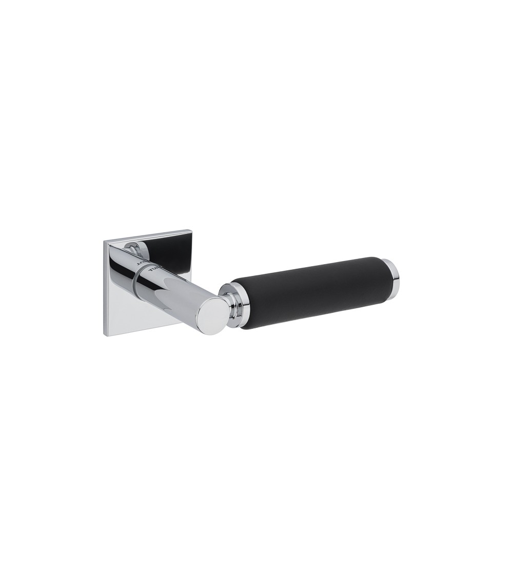 Maniglia per porta in ottone e pelle TUPAI 4200/202 quadrata - maniglia design