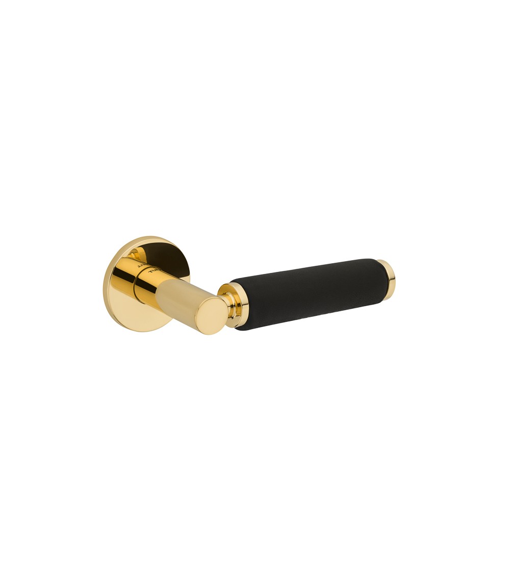 Maniglia per porta in ottone e cuoio TUPAI 4200/202 rotonda - maniglia design
