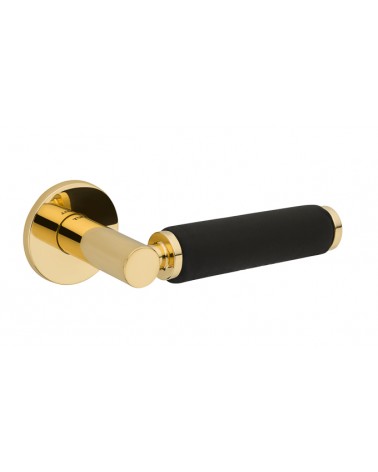 Maniglia per porta in ottone e cuoio TUPAI 4200/202 rotonda - maniglia design