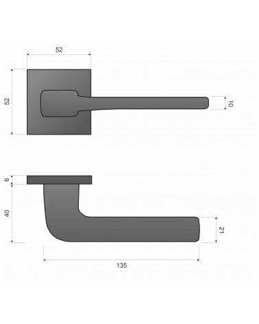 Maniglia per porta quadrata classica in Zamak Solo - maniglia design