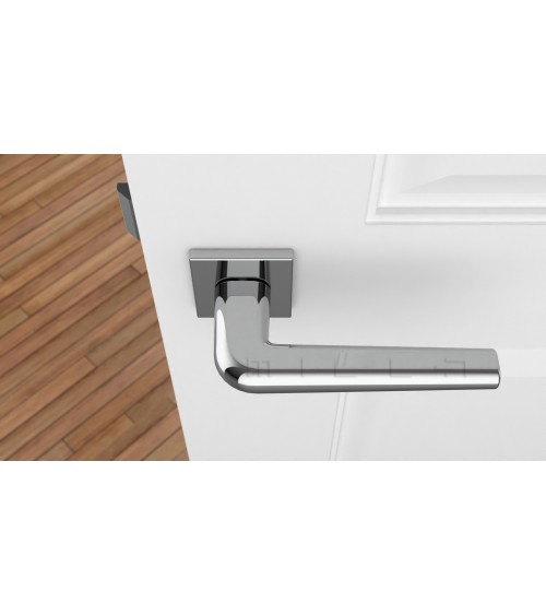 Maniglia per porta in cromo lucido su placca quadrata FUNKIA - maniglia design