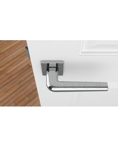 Maniglia per porta in cromo lucido su placca quadrata FUNKIA - maniglia design