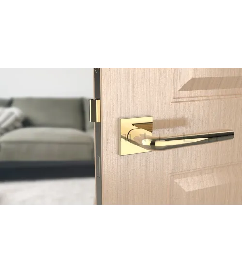 Maniglia per porta in cromo lucido su placca quadrata FUNKIA - maniglia design