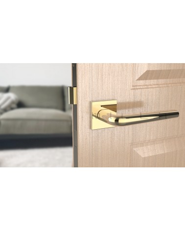 Maniglia per porta in cromo lucido su placca quadrata FUNKIA - maniglia design