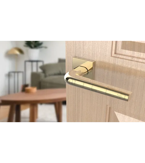 Maniglia per porta in cromo lucido su placca quadrata FUNKIA - maniglia design