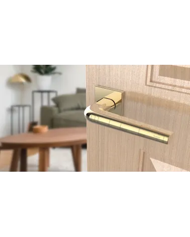 Maniglia per porta in cromo lucido su placca quadrata FUNKIA - maniglia design