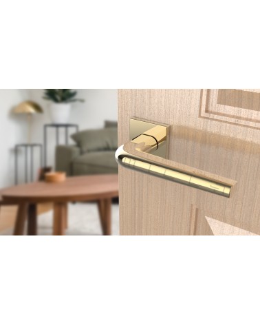 Maniglia per porta in cromo lucido su placca quadrata FUNKIA - maniglia design