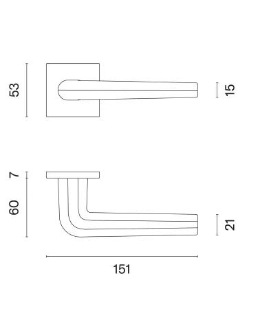 Maniglia per porta in cromo lucido su placca quadrata FUNKIA - maniglia design